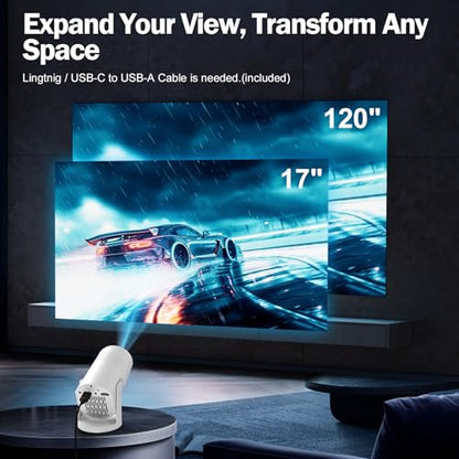 Geylnxng Portable Wireless Mini Projector 1920 x 1080 4K LCD