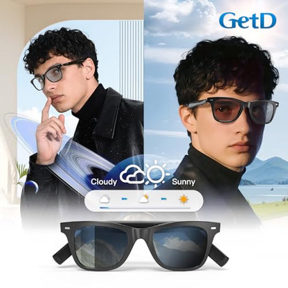 GetD 1 Inch GG13 Smart Glasses with Photochromic Lens - Lightweight Bluetooth Audio Glasses