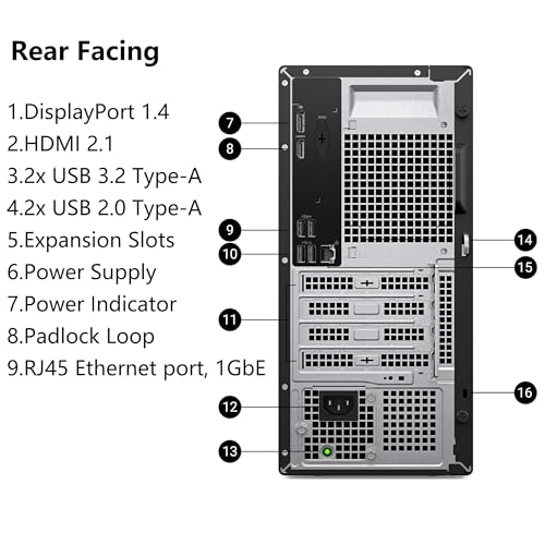 Dell 12.76in Computer Tower ECT Windows 11 Pro 16GB DDR5 1TB PCIe Intel i3-14100