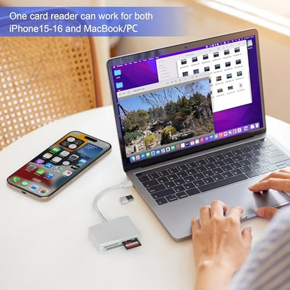 RRSITIAU 4 in 1 CF/SD/MS/TF Card Reader USB C Adapter XC4M