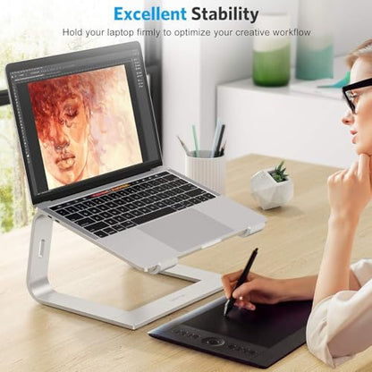 OMOTON 10-16 inch Laptop Stand TM-L2-Silver-US Aluminum Ergonomic Desk Mount