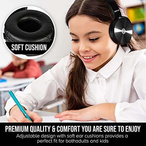 Sonitum 5 Count BM5P On-Ear Headphones with Microphone 32 Ohm Dynamic Driver Wired Communication Headsets for Kids