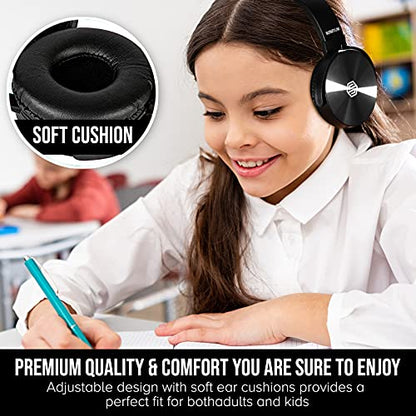 Sonitum 5 Count BM5P On-Ear Headphones with Microphone 32 Ohm Dynamic Driver Wired Communication Headsets for Kids