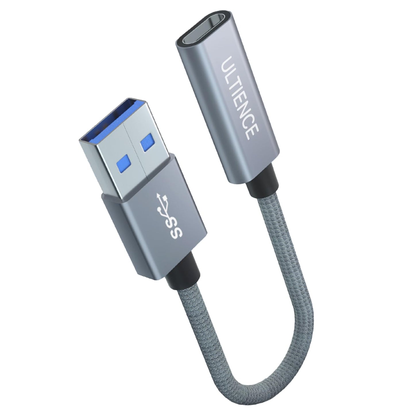 ULTIENCE USB-A to USB-C Adapter 60 Watts 3 Amps 20 Volts 1 Port Grey 0.41ft