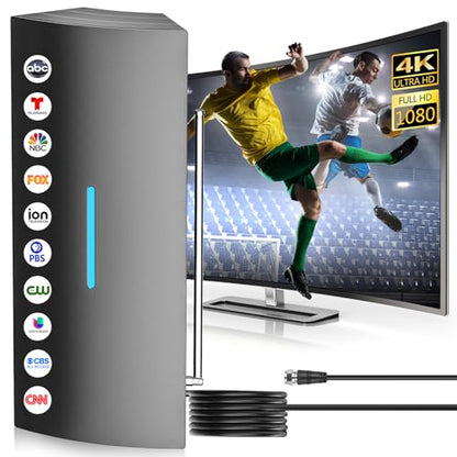 Qboy Indoor TV Antenna 1000 Miles Range 17 Ohm Black