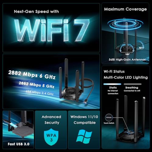 WAVLINK USB 3.0 Tri-Band WiFi 7 Adapter WN695BE2