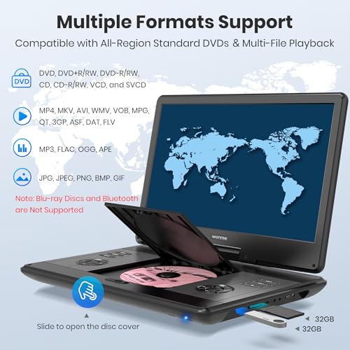 WONNIE 14.1" W-1468 1280x800 LCD Portable DVD Player