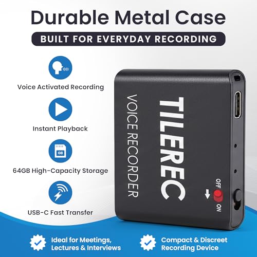 attodigit@l 1.6 Inch TileRec Audio Recorder Digital 64 GB MP3 USB 3.1