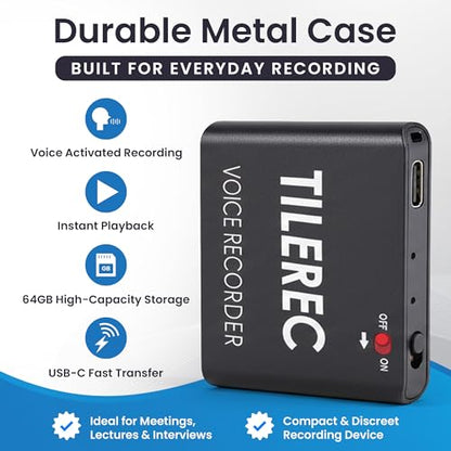 attodigit@l 1.6 Inch TileRec Audio Recorder Digital 64 GB MP3 USB 3.1