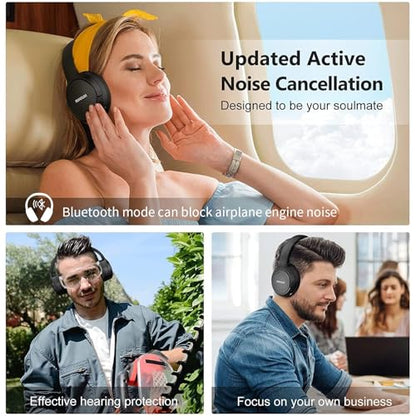 RUNOLIM RUWH301AB-US3 Wireless Over-Ear Headphones Bluetooth 6.0 Active Noise Cancelling