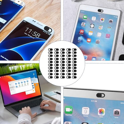 JJUNW 50 Pcs Webcam Cover Slide, 0.023 Inch Ultra-Thin, Universal, Black
