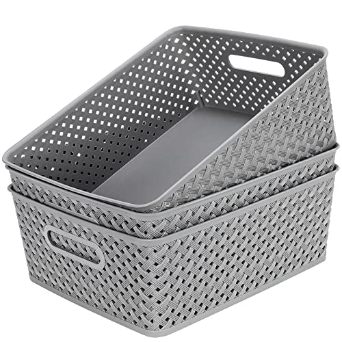 MaxGear 3 Piece Plastic Basket Storage Set Model MaxGear-plastic-basket-3pack-large