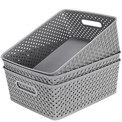 MaxGear 3 Piece Plastic Basket Storage Set Model MaxGear-plastic-basket-3pack-large