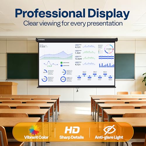VIVOHOME 100 Inch VH555-BK 4K Projector Screen 16:9 Manual Retractable