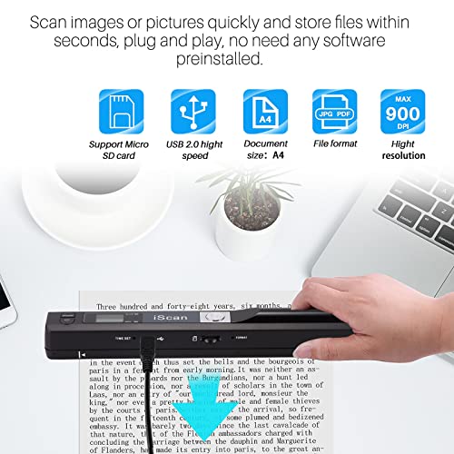 AOZBZ Handheld Document Scanner 900DPI USB CIS Portable Scanner