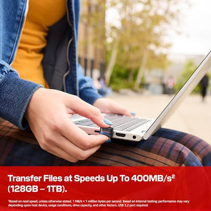 SanDisk 256GB SDCZ530-256G-G46 USB-C Flash Drive - 400MB/s Read Speed, USB 3.2 Gen 1, Plug-and-Stay - Black