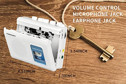 TOMASHI 4.57 x 3.54 x 1.38 inches F-119F-318F Mono Battery Powered Portable Cassette Recorder