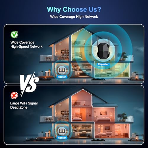 JoyLantern Wireless Range Extender, 3000Mbps Dual Band, Covers up to 16999 sq.ft, Supports 125+ Devices, Black