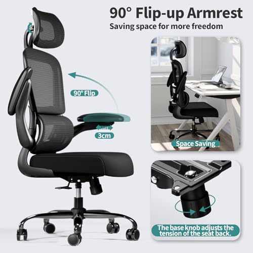 TRALT 1 Count YX001-1 Ergonomic Office Chair 330 lbs Load Capacity Indoor Use Black