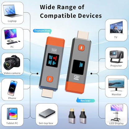 ANJCTDD Wireless HDMI Transmitter and Receiver 328ft MDSX-Orange-50M-01 4K Decoding