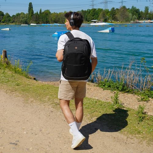 Swissdigital 16 Inch SD1670-01 Travel Laptop Backpack Water Resistant RFID Blocking USB Charging