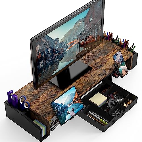 Simple Houseware 45.08 x 10.87 x 4.49 inches DO-09K-R Ergonomic Dual Monitor Stand with Drawer