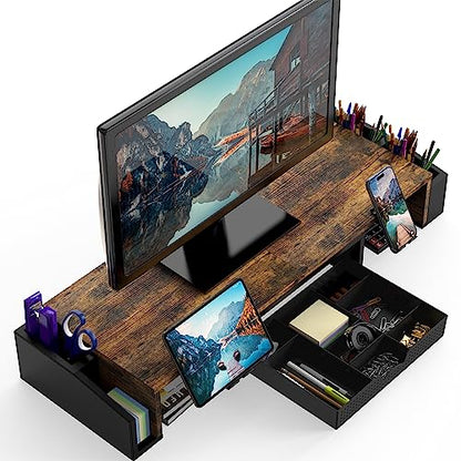 Simple Houseware 45.08 x 10.87 x 4.49 inches DO-09K-R Ergonomic Dual Monitor Stand with Drawer