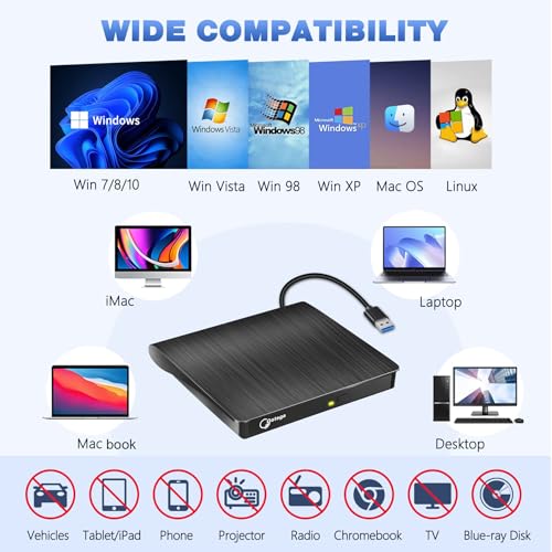 Gotega 10-Inch External DVD Drive USB 3.0 +/-RW Portable Optical Storage