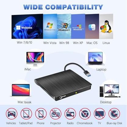 Gotega 10-Inch External DVD Drive USB 3.0 +/-RW Portable Optical Storage