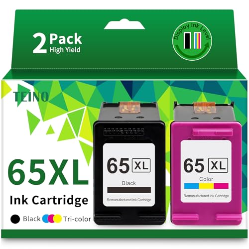 TEINO 65 XL Black Tri-Color Ink Cartridge Compatible for HP Envy DeskJet Printers