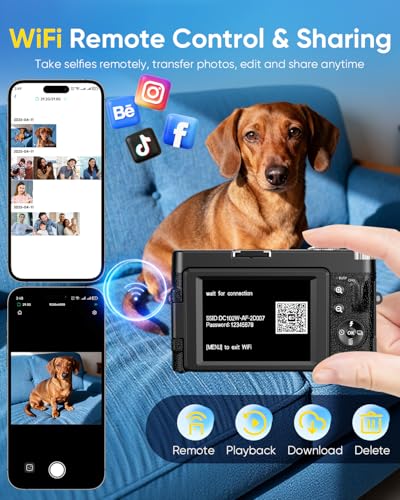 TESFOT 64MP DC101 Compact Camera with 180° Flip Screen and 4K Video