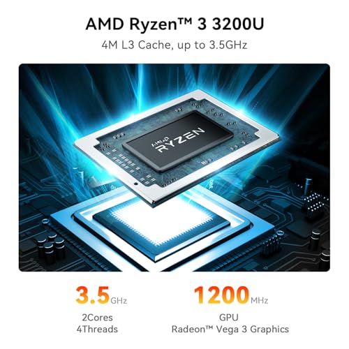 Beelink SER3 Mini PC, AMD Ryzen 3 3200U, 16GB DDR4 RAM, 500GB M.2 PCIE3.0 X4 SSD, 4K 3840x2160, Dual Display