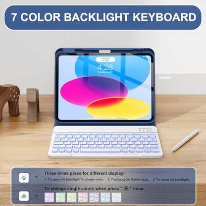 Soke iPad 10th/11th Generation Keyboard Case Model A2696/A2757/A2777/A3162 with Wireless Bluetooth Connectivity, Mechanical Switches, Ambidextrous Hand Orientation, Ocean Marble Color