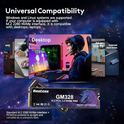 Bestoss 512GB GM328 PCIe x 4 NVMe M.2 SSD Internal Solid State Drive