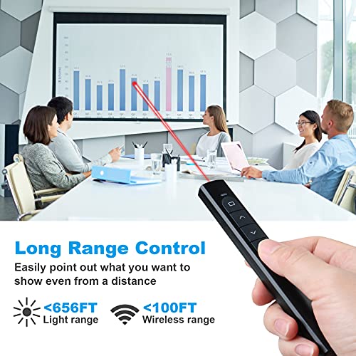 UBUYONE 1 Count GX60 Wireless Presenter Remote, Button Control, 100 Meters Range, Black