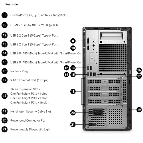 Dell Tower Desktop Computer, i5-14500, 512GB SSD, 16GB DDR5, Windows 11 Pro