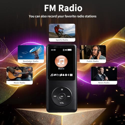 Hunmkno 128GB MP3 Player RGDFS1 Black Bluetooth Voice Recorder