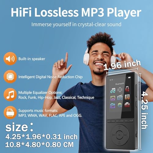 Aiandcc 64GB M6 MP3 Player 2.4 Inches Built-In Speaker 56 Hour Battery Life