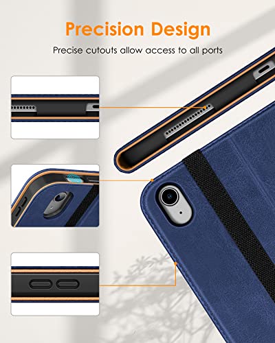 DTTO Case Navy Blue for iPad 10.9" 10th Gen 2022 & 11" 11th Gen 2025 - Model Numbers: A2757/A3354/A3355/A3356 - Faux Leather