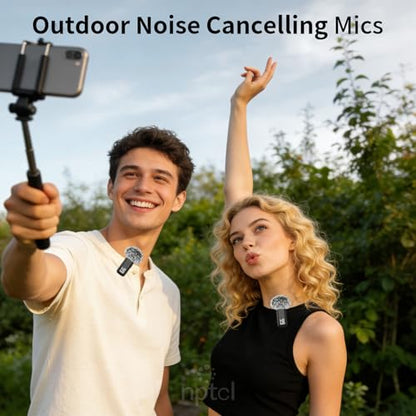 NPTCL Wireless Lavalier Microphone K1 for USB Type-C Smartphones - Omnidirectional, 70 Decibels, Dual Channel, 24-Hour Battery