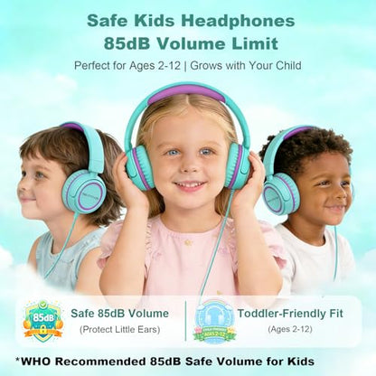 IMYB Kids Headphones V1, On-Ear Headphone, 85dB Volume Limiting, Green, 3.5mm Jack