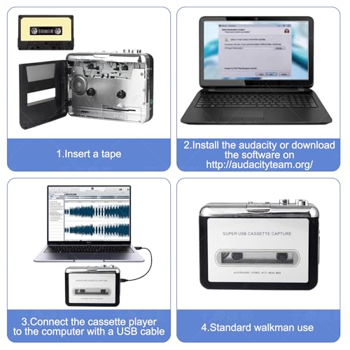Tinxumb Portable Cassette Tape to MP3 Converter & Player KDJ-01 USB 2.0