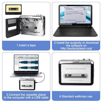 Tinxumb Portable Cassette Tape to MP3 Converter & Player KDJ-01 USB 2.0