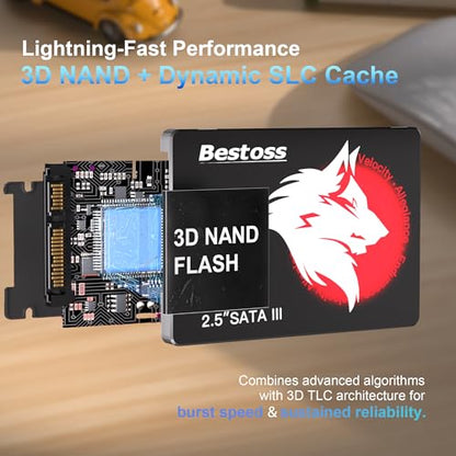 Bestoss 1TB 2.5-Inch Internal SSD SATA III 6Gb/s with 550MB/s Read Speed