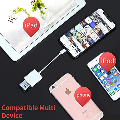 FUHAYA Lightning Adapter to SD Card Reader AKUSFBA-140, 256GB Capacity, iOS Compatible, Plug & Play