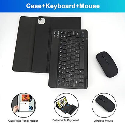 SOPPY 11-inch Keyboard Case with Detachable Wireless Mouse, Bluetooth, Rechargeable, Ambidextrous, Black