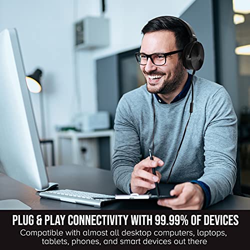 Sonitum 5 Count BM5P On-Ear Headphones with Microphone 32 Ohm Dynamic Driver Wired Communication Headsets for Kids