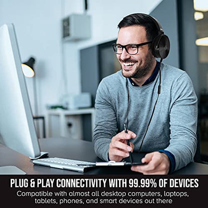 Sonitum 5 Count BM5P On-Ear Headphones with Microphone 32 Ohm Dynamic Driver Wired Communication Headsets for Kids