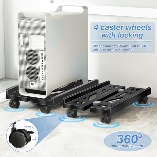 Hmseng Adjustable Mobile CPU Stand PC STAND-1 D-Black
