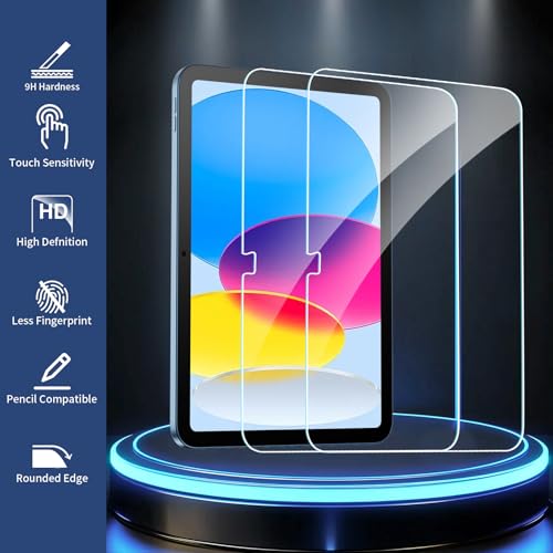 JSUSOU 10.9 Inches Compatible iPad 10th Generation Tempered Glass Screen Protector - 9H Hardness